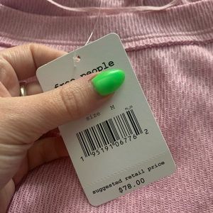 Free people pink waffle type top
